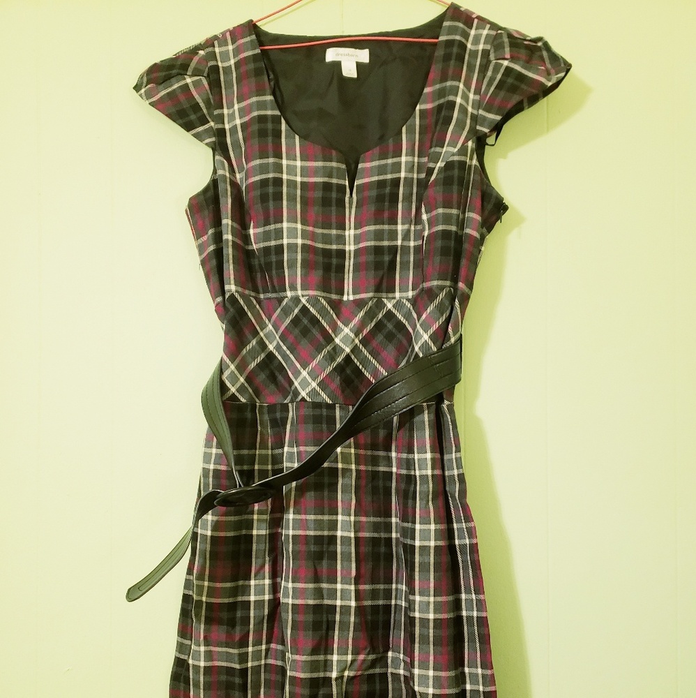 Plus Size Plaid Dress with Belt